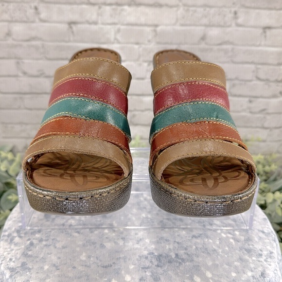 Born “Lumi Sand” Multicolor Leather 5-Band Open Toe Wedge Sandals WMS 9M✨NWOT✨ - Picture 2 of 9